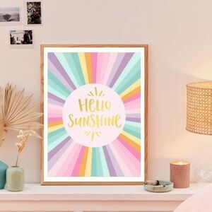 Host Pick! NEW! “Hello Sunshine” Rainbow Stripe Canvas Wall Art